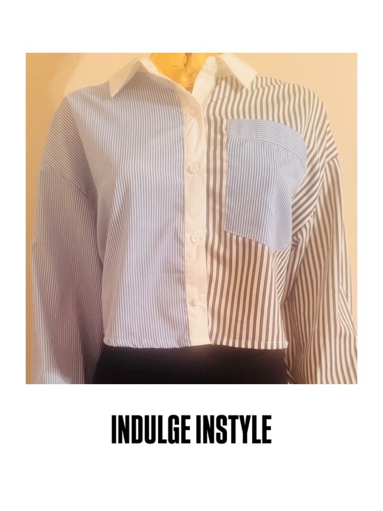 Indulge Instyle Tops - Indulge Instyle Striped Long Sleeve Button-Up Crop Shirt, Size XL, NWT